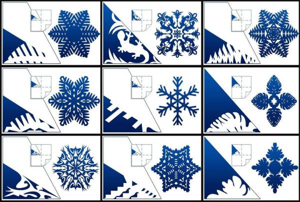 87d8dc2a63fb1934418c90565ee08e89 Сніжинки з паперу: роздрукувати шаблони для вирізання, як скласти папір, ідеї багатогранних прикрас