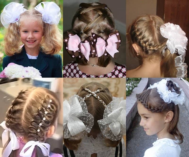 08472132f2aec47f4993b133b4f9d9c8 Зачіски на 1 вересня для дівчаток 1 клас: з бантами і стрічками, на довгі, середні і короткі волосся