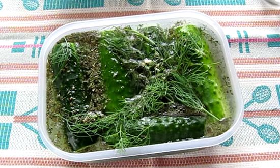  Малосольні огірки швидкого приготування з часником і зеленню