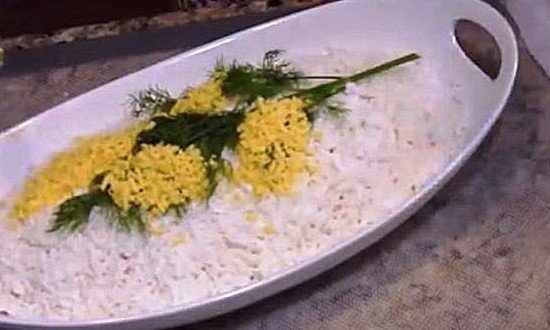 c4f9e9f2701eedef1590cabbbfb779e9 Класичний салат «Мімоза» — рецепти з рисом, консервованою рибою і яйцем