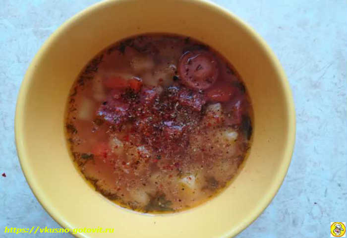 0b959b07b1b6dc282d17460fca62f740 Простий і смачний суп з ковбасою, рецепт з покроковими фотографіями