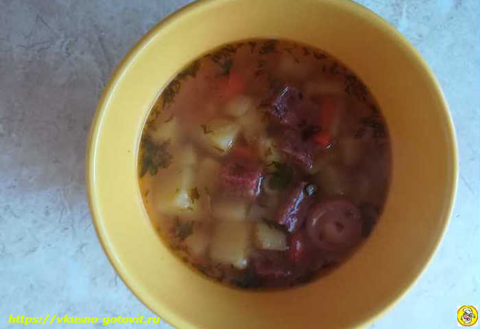 e013508df86908a03918db7892a778ca Простий і смачний суп з ковбасою, рецепт з покроковими фотографіями
